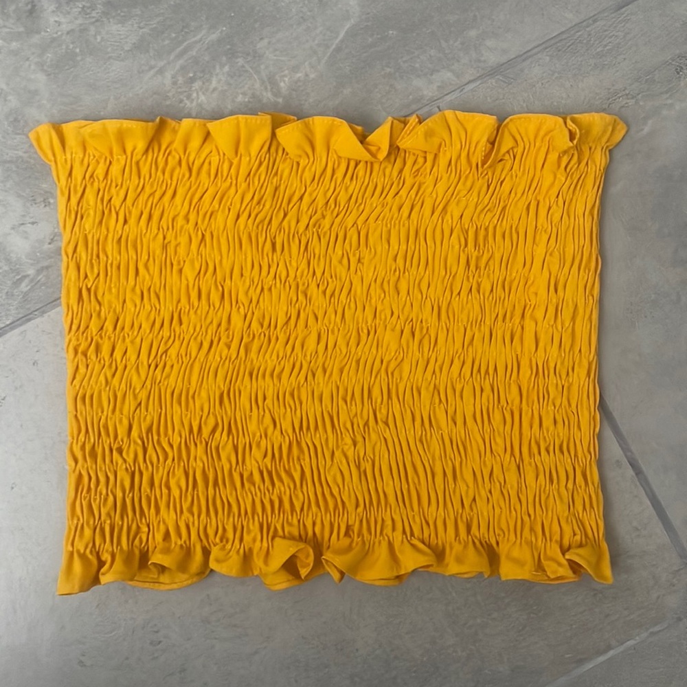 ruffly yellow-orange tube too